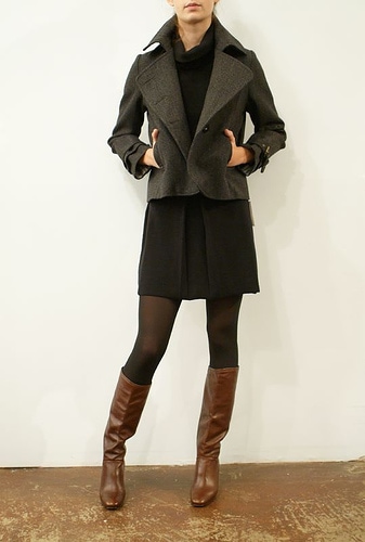 black tights brown boots