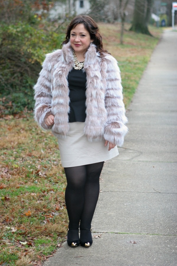 betsey johnson faux fur coat