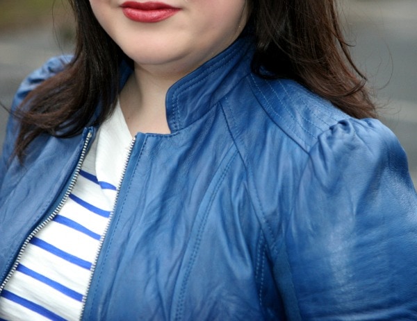 leather jacket blue