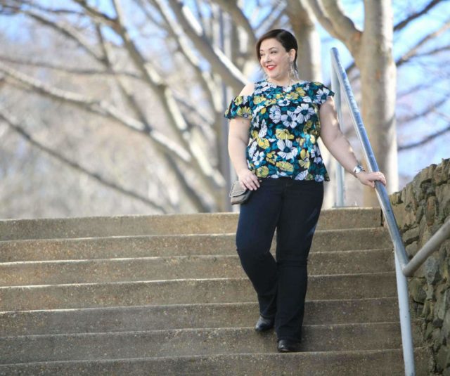 eloquii floral one shoulder blouse
