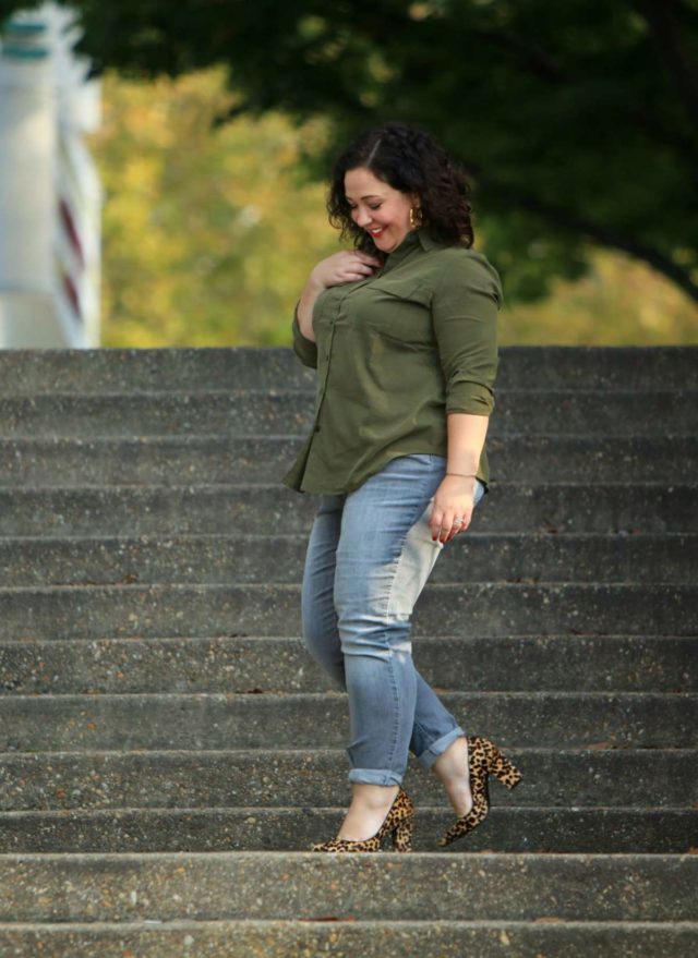 What I Wore: Grey and Olive 1 chicos slimming girlfriend jeans