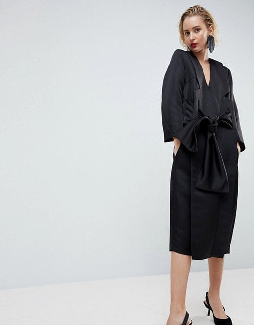 ASOS White Satin Kimono Dress in Black