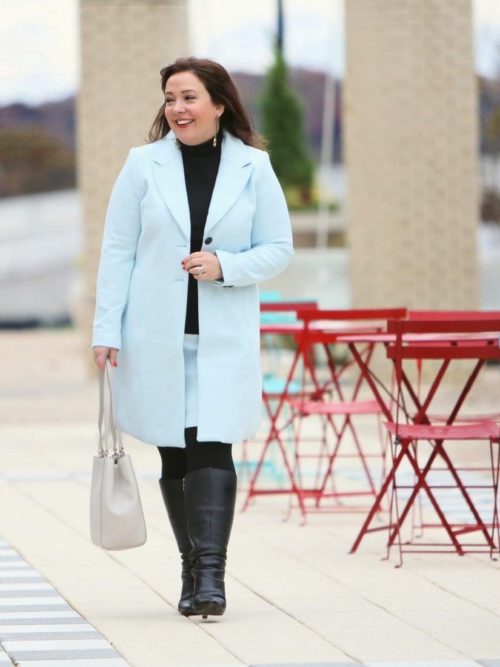 Styling an Ice Blue Skirt Suit with Black