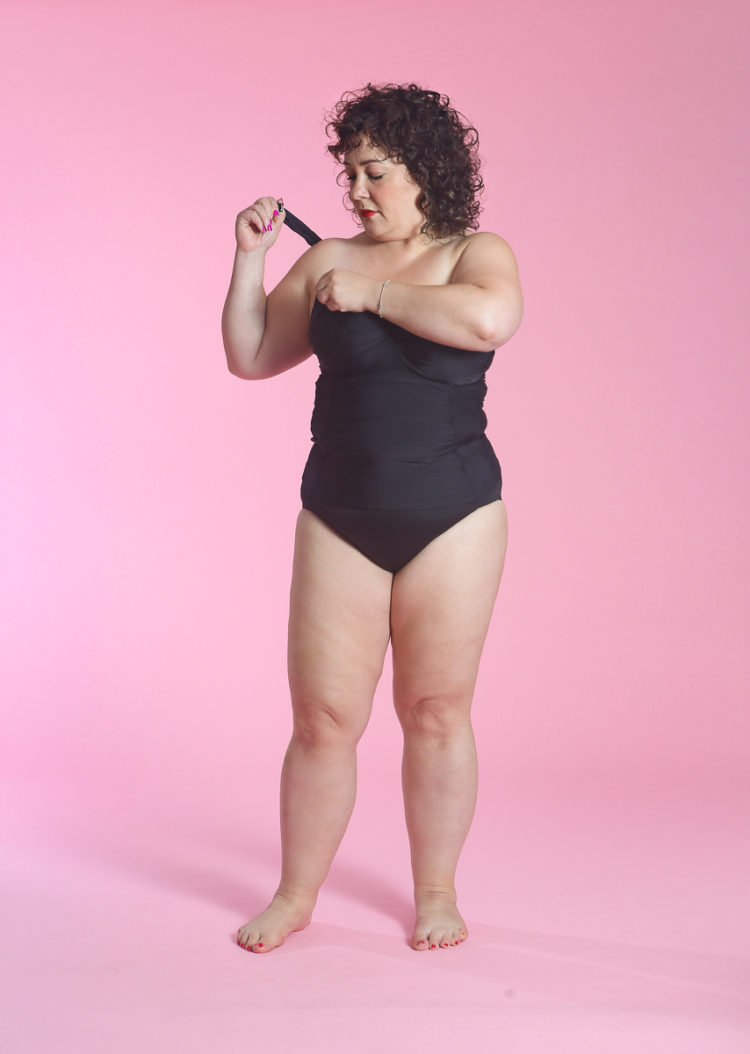 image of Wardrobe Oxygen wearing Rene underwired bandeau bikini top from Figleaves