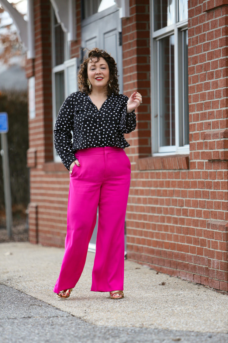 Wide Leg Pants with Sneakers and Heels 1 size 14 petite fashion blogger 3
