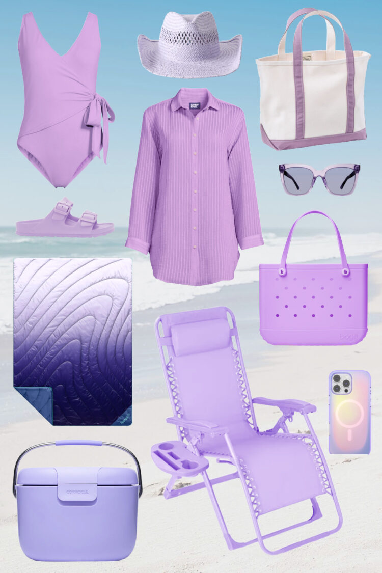 lilac and lavender apparel and accessories for summer, the beach, and pool