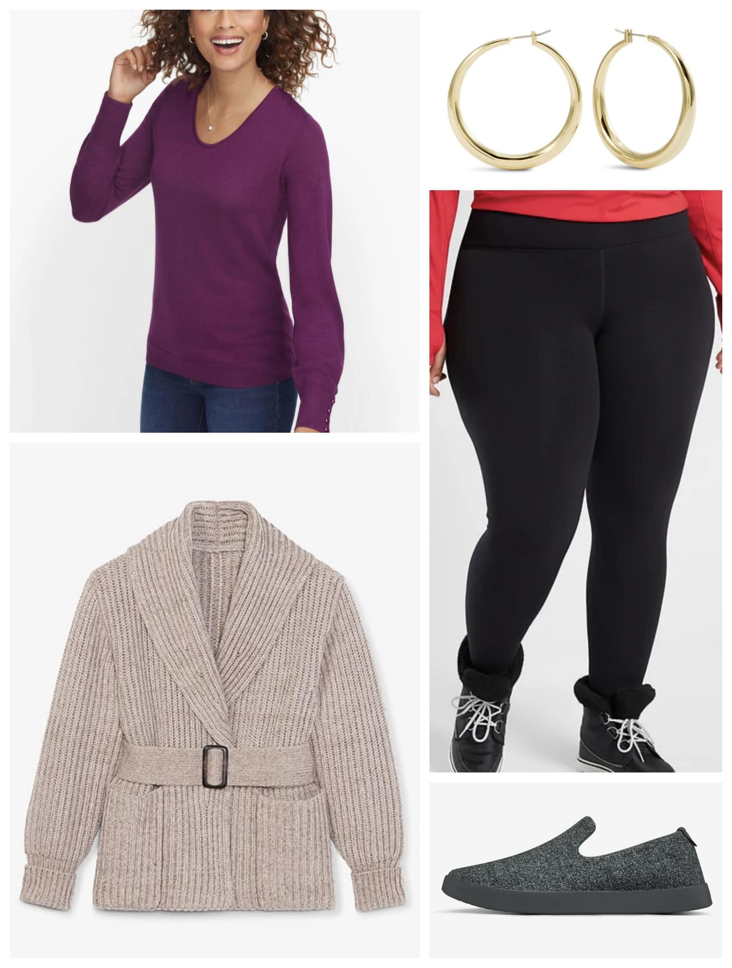 Layering for Warmth & Style with a merino v-neck sweater under a belted sweater coat