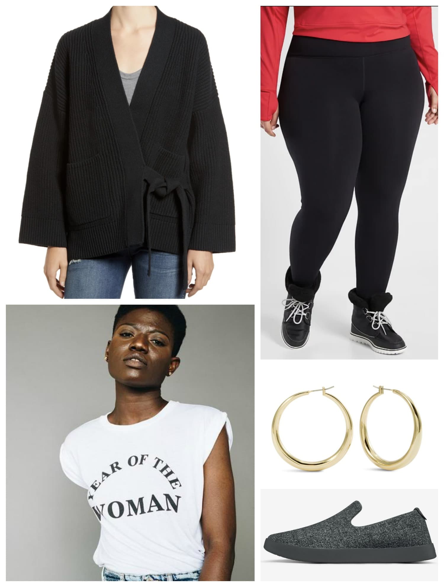 Weekend Relaxation Outfit with Madewell Cardigan, Fleece Leggings, and a Graphic Tee