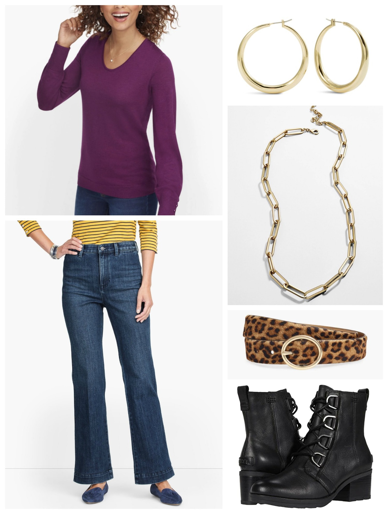 Accessories for Out and About using a gold Baublebar Hera Link necklace and leopard calfhair belt