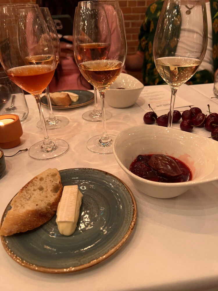 a table of food and wine