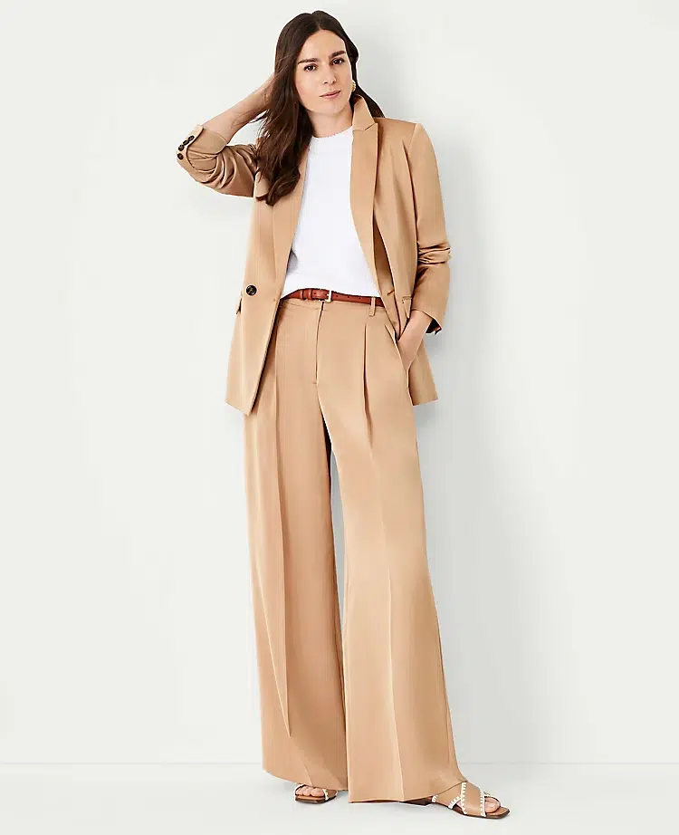 Satin Pantsuit from Ann Taylor The Unexpected Versatility of a Satin Pantsuit from Ann Taylor