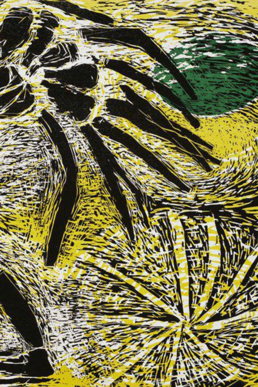 segment of the woodblock piece Susan Rothenberg, Tilting, 1986