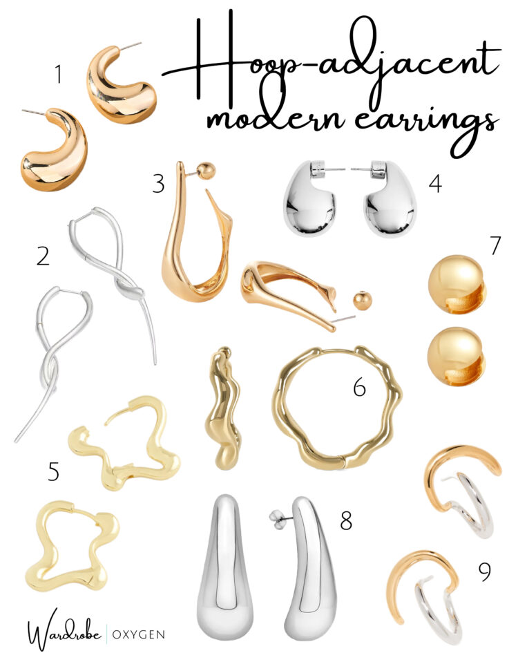 silver and gold architectural and sculptural hoop earrings for 2025 | Earrings for Grown-Ass Women
