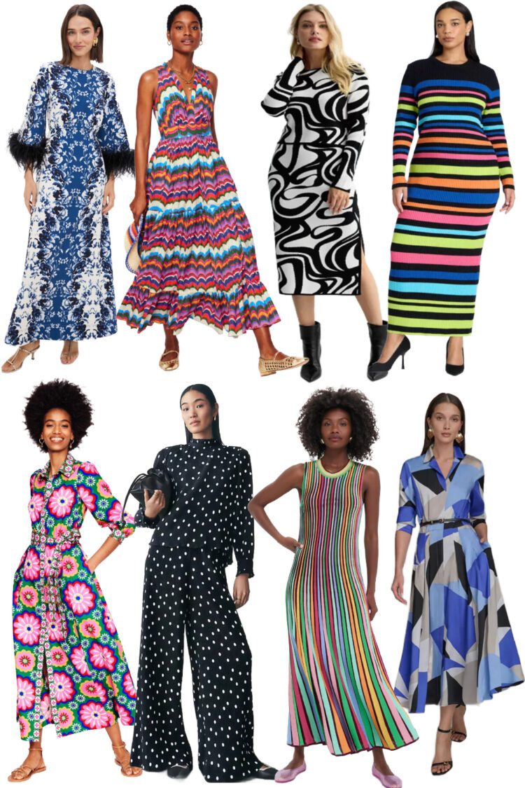 printed dresses or two-piece sets