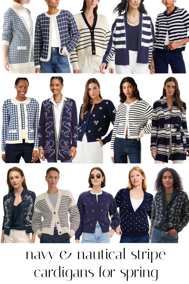 15 navy and nautical stripe women's cardigans for spring