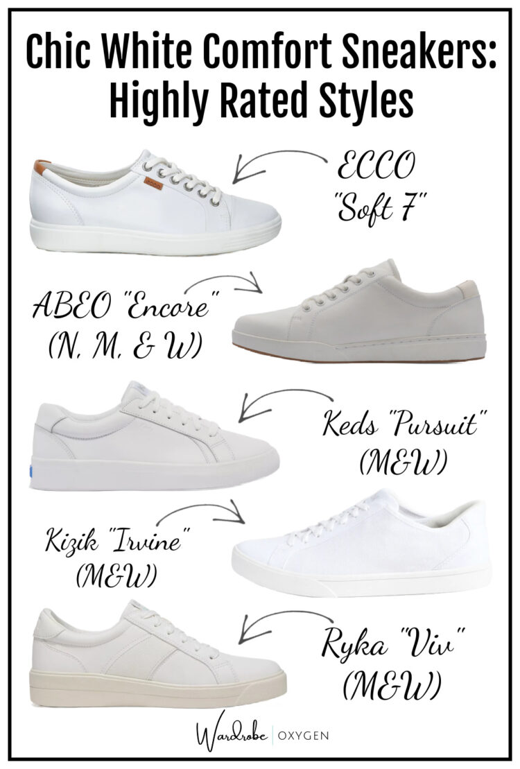 5 chic white comfort sneakers for women with gum soles