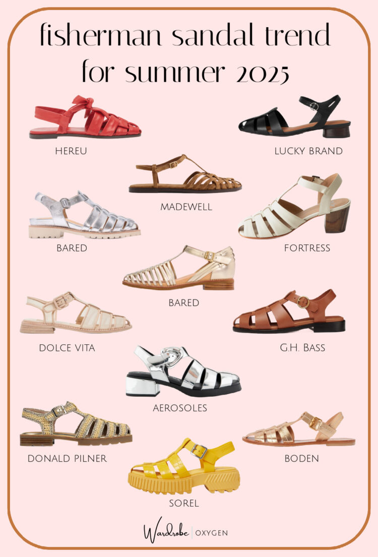 collage of 12 fashionable fisherman sandals for women summer 2025