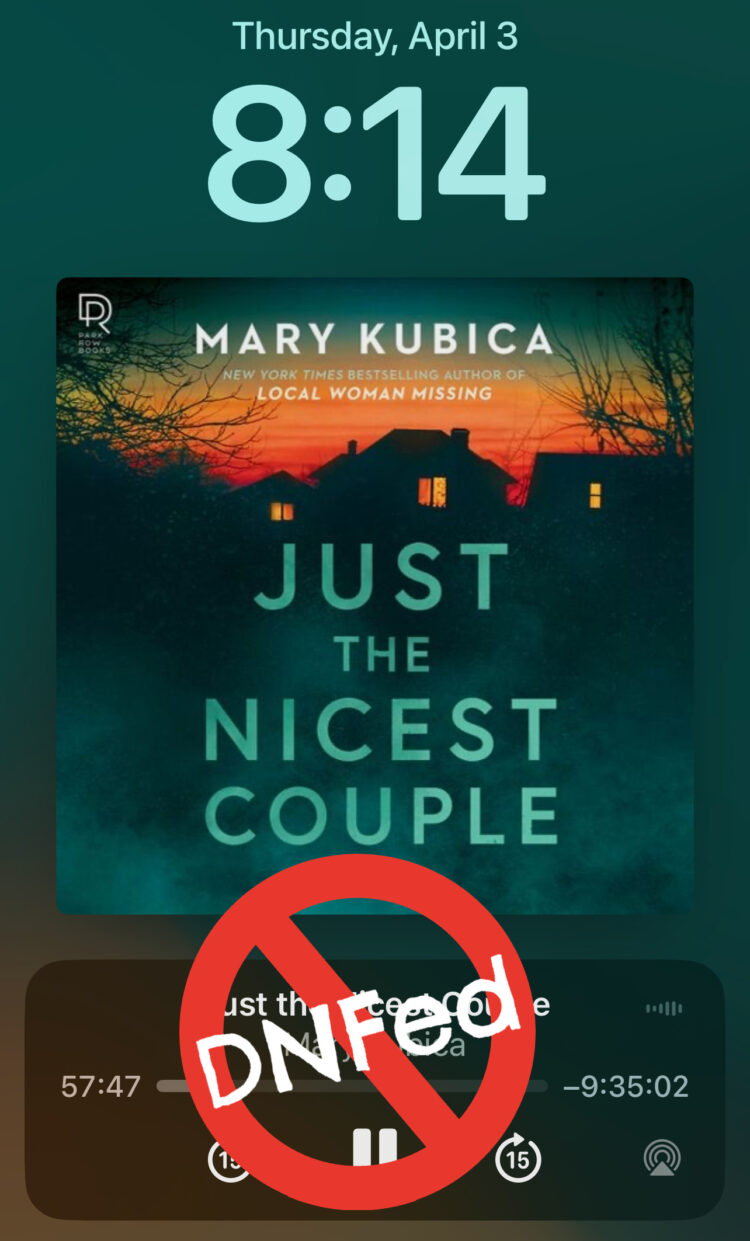 screenshot of the audiobook just the nicest couple by mary kubica