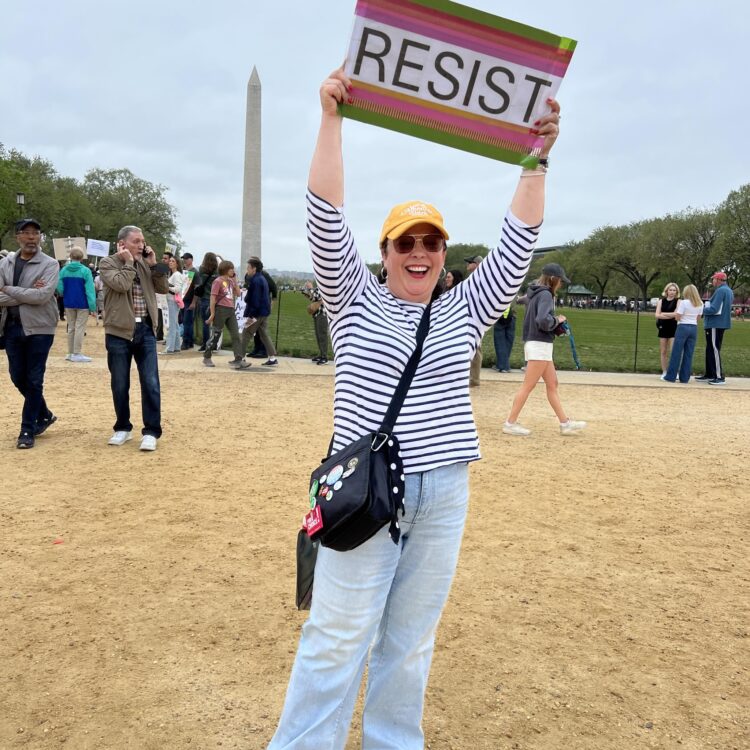 woman at the april 5 dc protest 2025