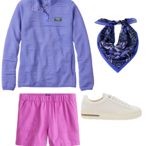 Collage of an outfit from a summer vacation capsule wardrobe