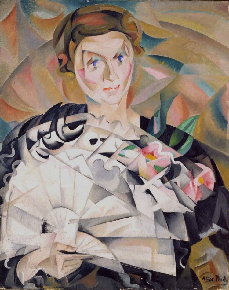 Alice Bailly, Jeu d’éventail ou Femme à l’éventail (Portrait de Louisa Bally, sœur de l’artiste), 1913