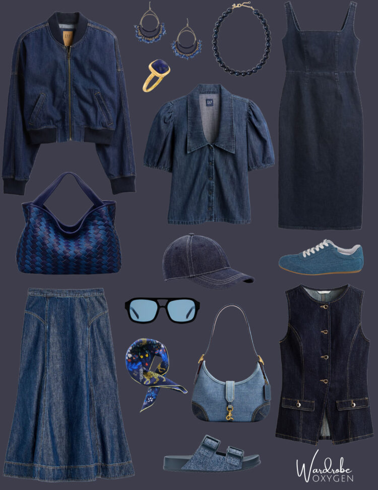 denim style in a collage for summer 2025