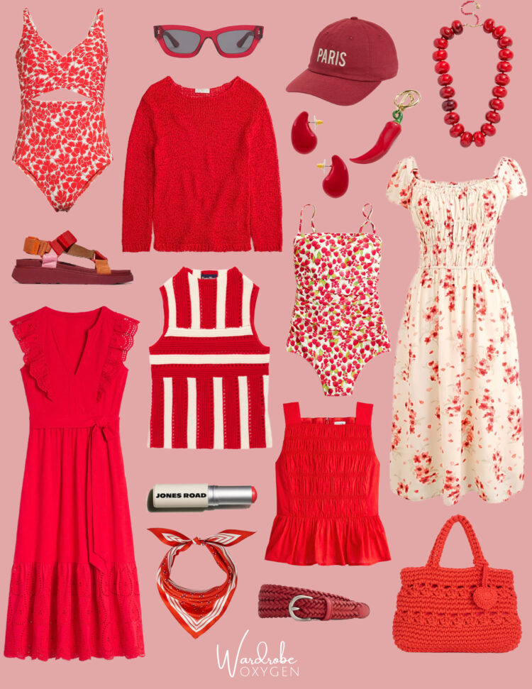 red fashion trend for summer 2025 collage