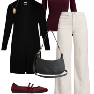 10 Look 10 from the teacher capsule wardrobe for fall featuring cream wide leg corduroy jeans