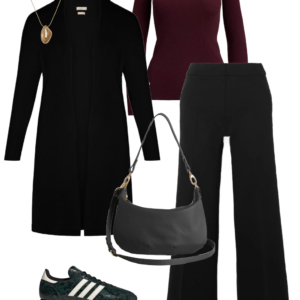 11 Look 11 from the teacher capsule wardrobe for fall featuring Spanx black ponte knit pull-on pants