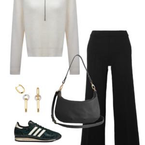 14 Look 14 from the teacher capsule wardrobe for fall featuring Spanx black ponte knit pull-on pants