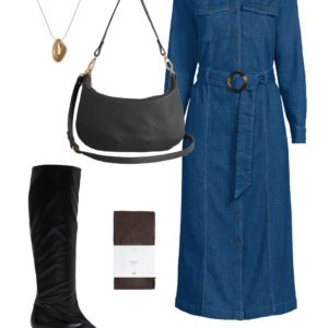 25 Look 25 from the teacher capsule wardrobe for fall featuring a Lands' End denim dress