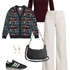 3 Look 3 from the teacher capsule wardrobe for fall featuring cream wide leg corduroy jeans