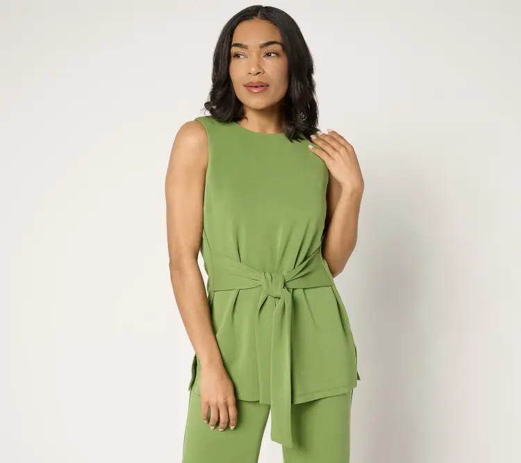 Belted Knit Tops for Work 6 BEAUTIFUL by Lawrence Zarian Regular Sleeveless Tie Waist Tunic