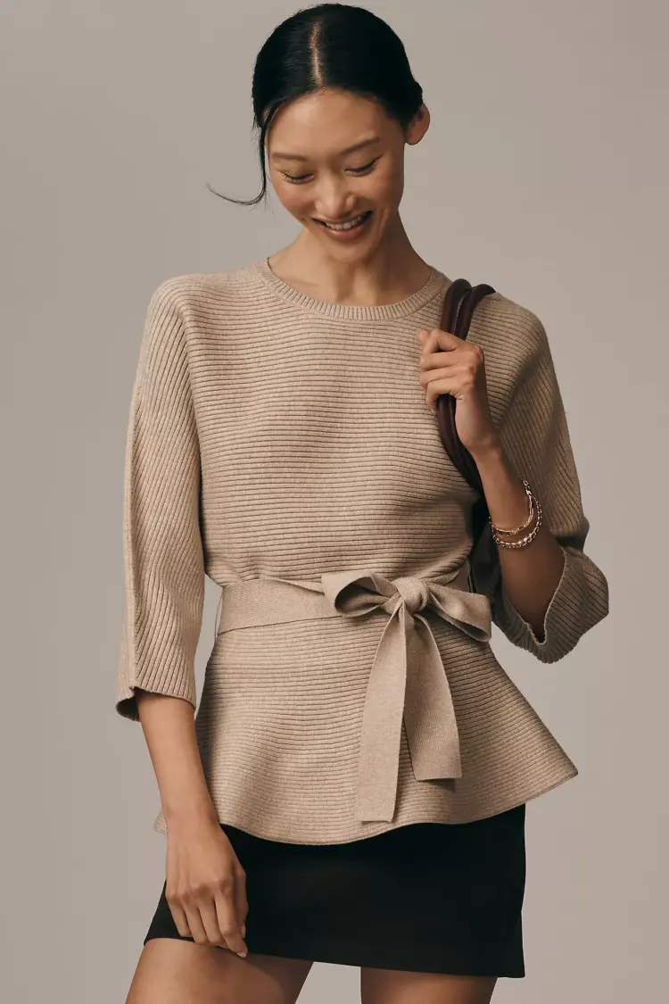 Belted Knit Tops for Work 7 Maeve Ribbed Belted Sweater