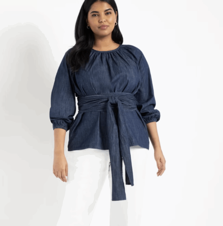 Belted Knit Tops for Work 4 ELOQUII Dramatic Faux Wrap Top
