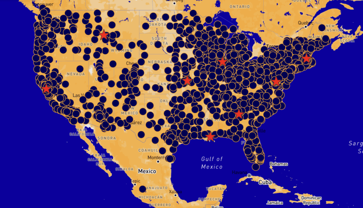 Why Participate in the October 18th No Kings Protest? screenshot from the No Kings site showing all the October 18th events already scheduled across the United States