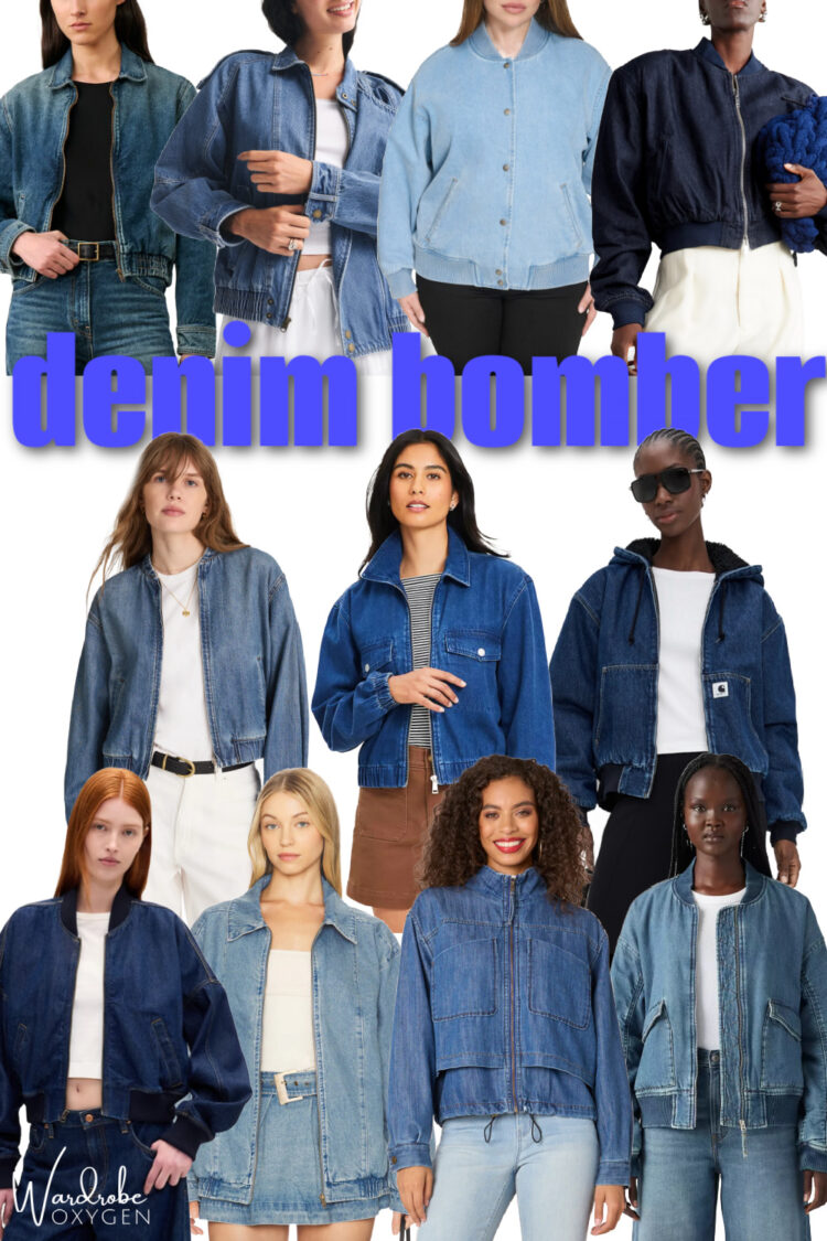 The Modern Denim Jacket Alternative: denim bomber jacket trend