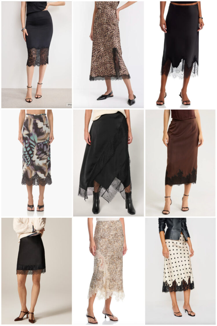 Let's Talk the Slip Skirt Trend for 2025 3 lace trim slip skirts for fall 2025
