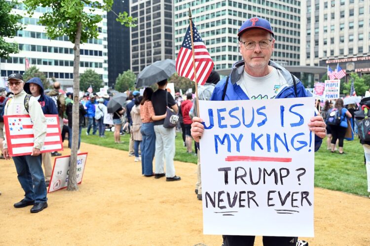 Why Participate in the October 18th No Kings Protest? Don O’Neill, an evangelical Christian, attends a “No Kings” protest, June 14, 2025, in Philadelphia.