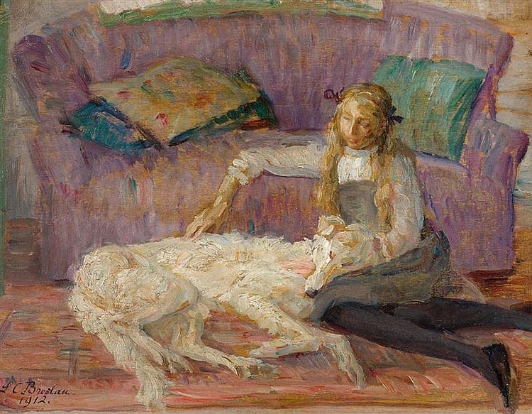 Weekend Reads for October 25 1 Louise Catherine Breslau, A Young Girl Seated with a Borzoi, 1912