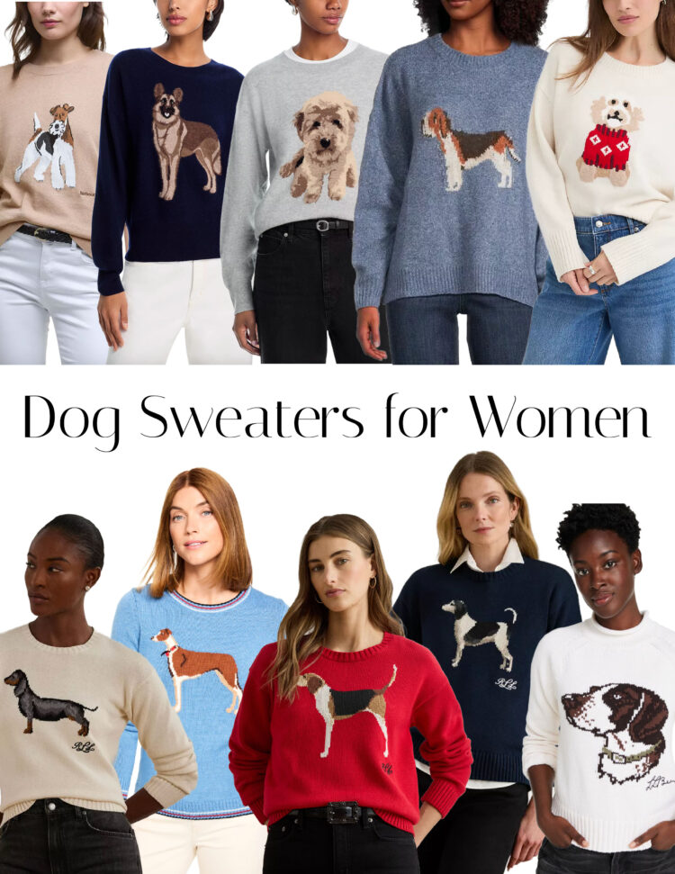 Weekend Reads Collection of dog sweaters for women intarsia print