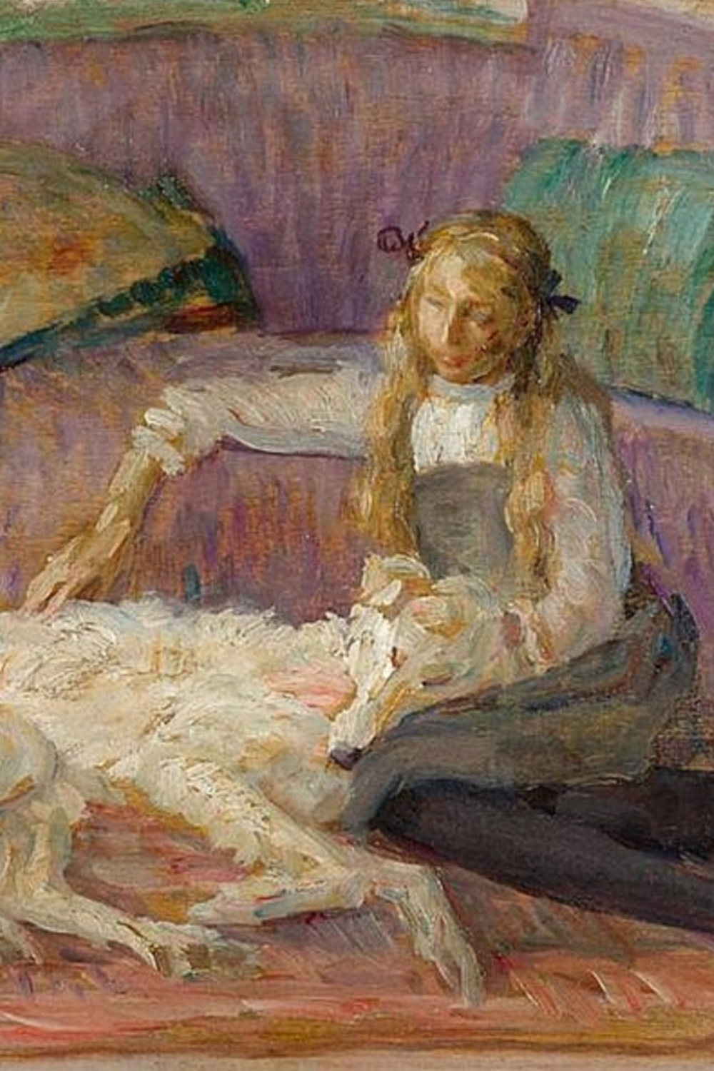 Louise Catherine Breslau, A Young Girl Seated with a Borzoi, 1912