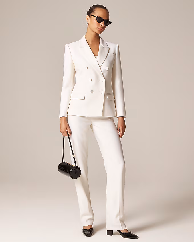 Why You Need a Cocktail Pantsuit (AKA a Lady Tux) 10 j. crew 100% wool tuxedo in ivory
