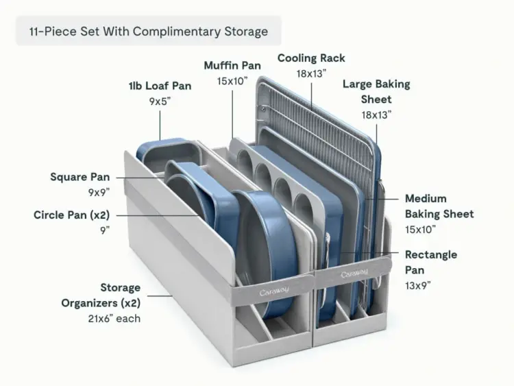 Caraway Bakeware Review caraway bakeware set in slate with sizes