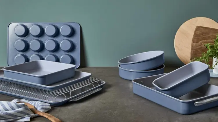 Caraway Bakeware Review caraway home bakeware set in slate