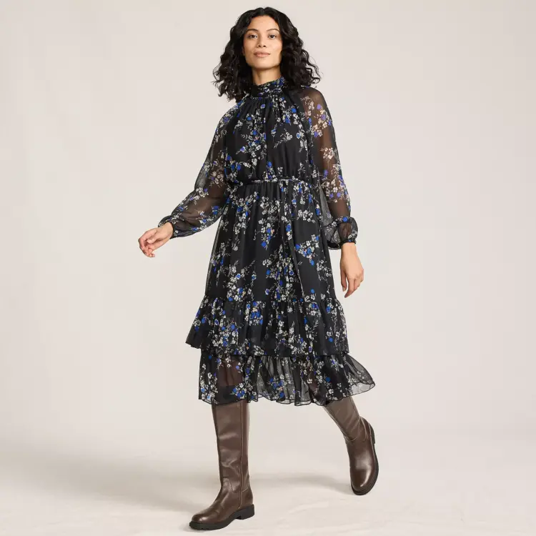 It's Dresses with Boots Season: The Best of the Bunch 3 Lands' End crinkle chiffon ruffle dress