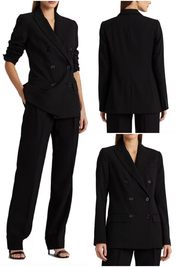 Lauren Ralph Lauren Lauren Ralph Lauren Double Breasted Wool Crepe Notch Lapel Long Sleeve Blazer at Dillard's