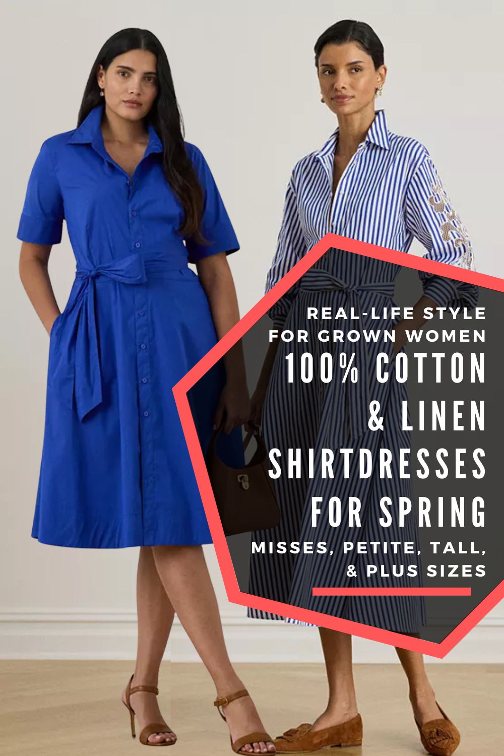 cotton and linen shirtdresses 2026 misses petite plus tall